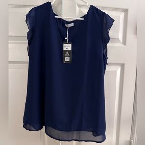 NWT Alice CO V Neck Ruffle Sleeveless Chiffon Casual Flowy Blouse - XL